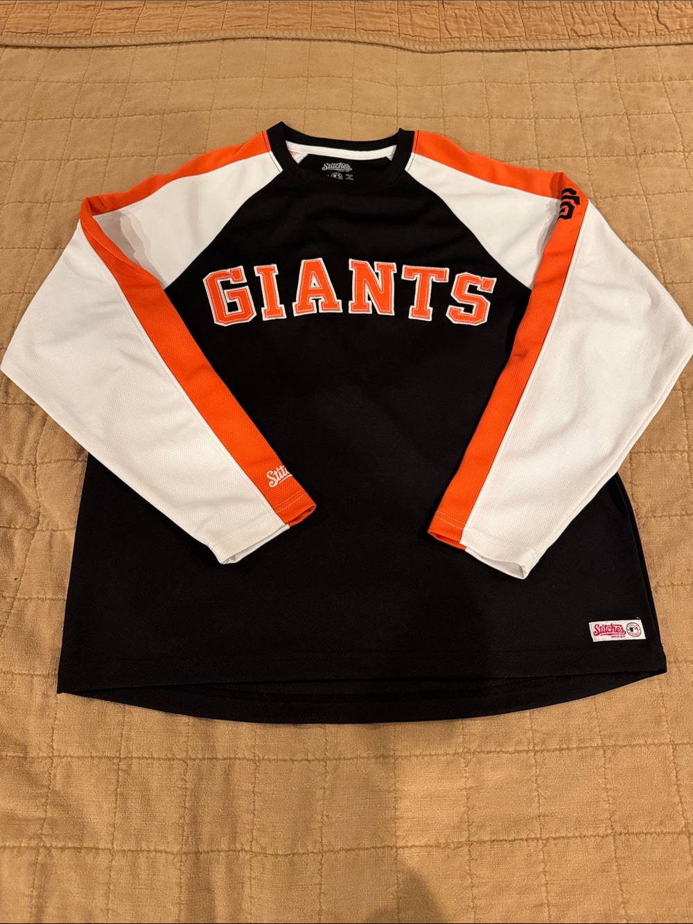 Stitches Giants Black White Orange Raglan Jersey